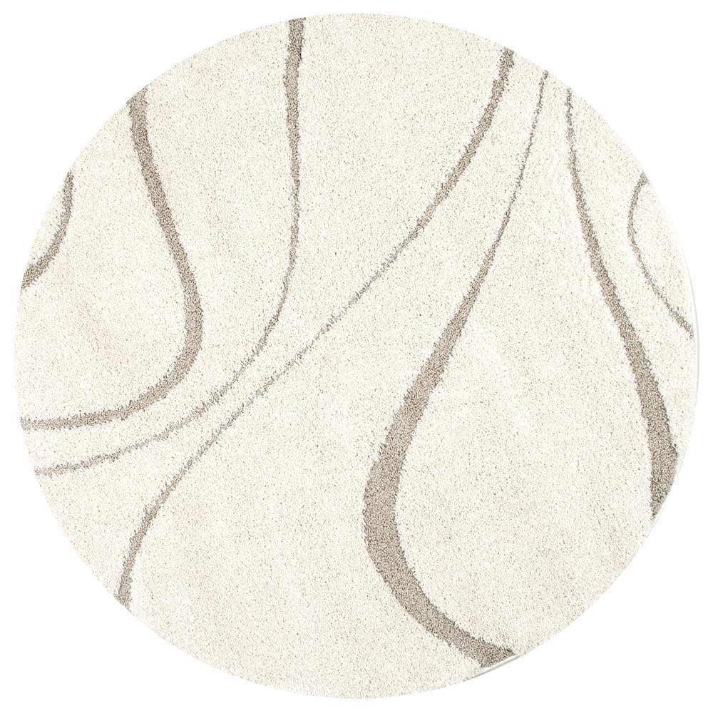 Nuloom Carolyn Abstract 6 Round Shag Indoor Area Rug for Living Room Bedroom Dining Room Nursery, Cream/Beige