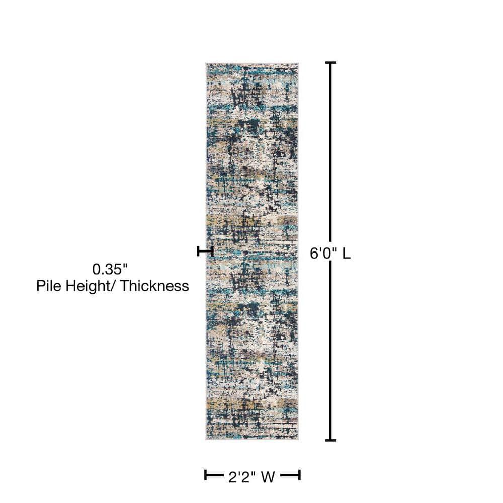 Madison MAD469 Power Loomed Indoor Runner Rug - Cream/Blue - 2'2"x6' - Safavieh