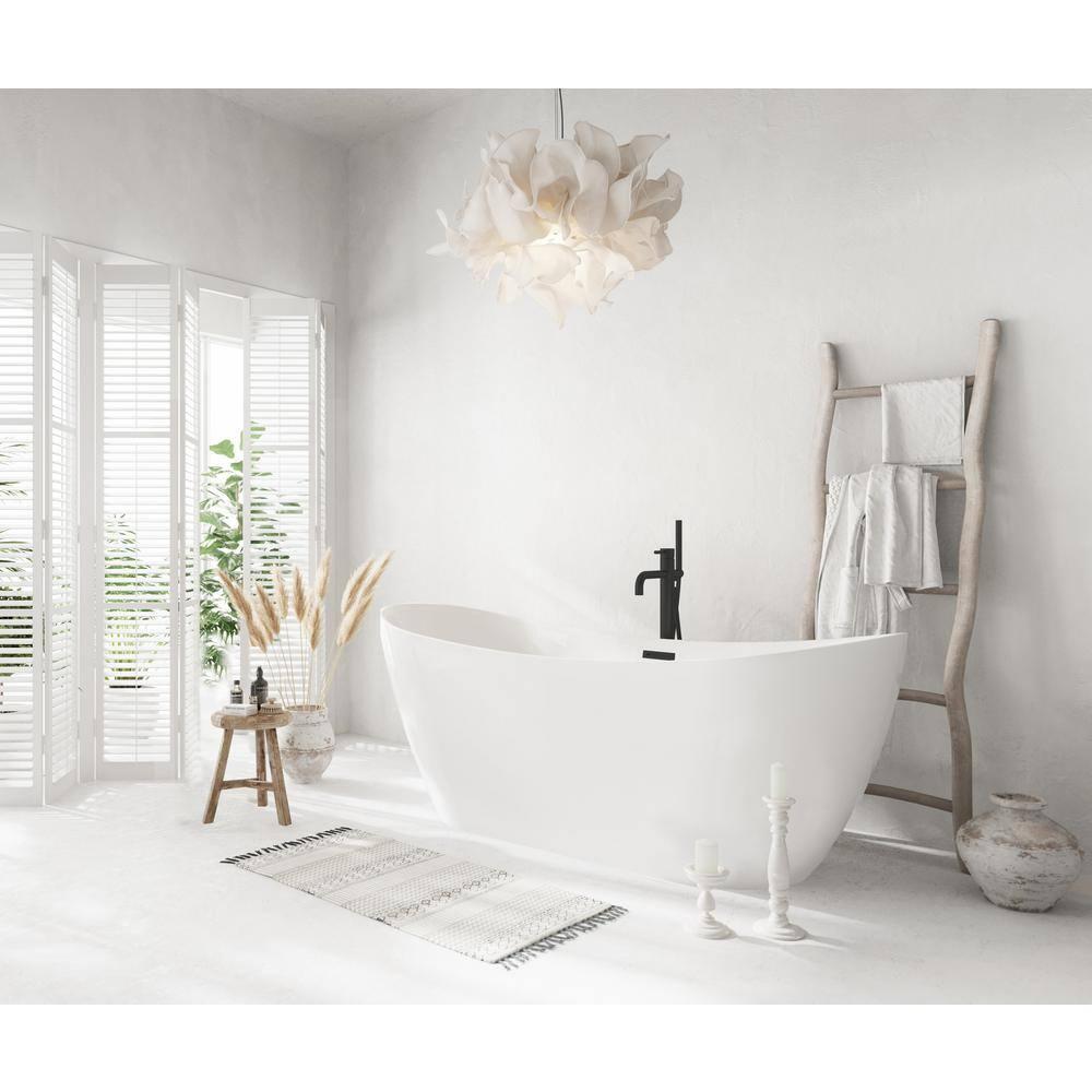 Living District 67 Inch Bathtub in Glossy White with Trim BT30467GW-MBK