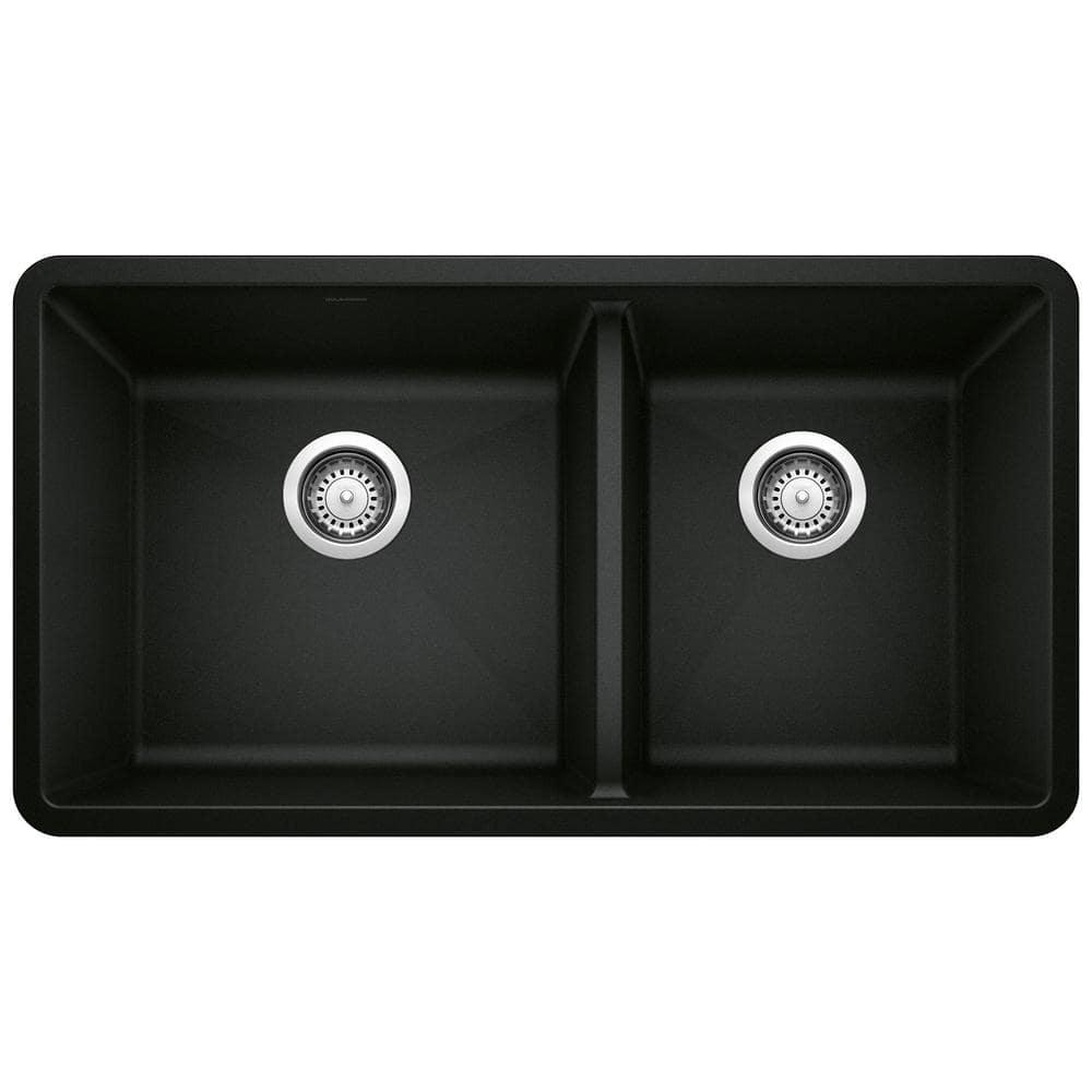 Precis SILGRANIT 33" L X 18" W Double Bowl Undermount Kitchen Sink