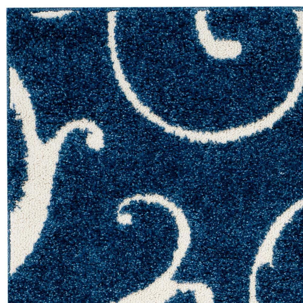 Florida Shag SG455 Power Loomed Indoor Area Rug - Dark Blue/Cream - 5'3"x7'6" - Safavieh.