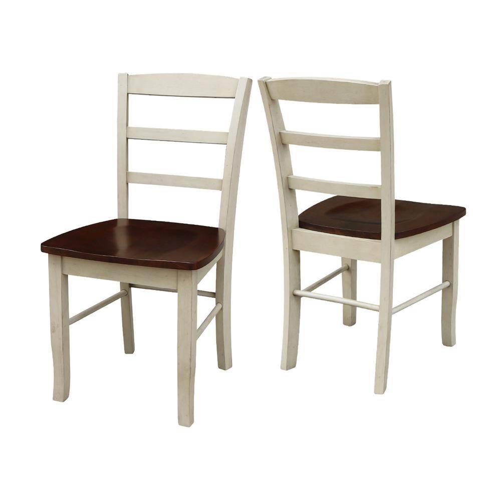 Set of 2 Madrid Ladderback Chairs Antiqued Almond/Espresso - International Concepts: Solid Wood, Unupholstered, Spot Clean
