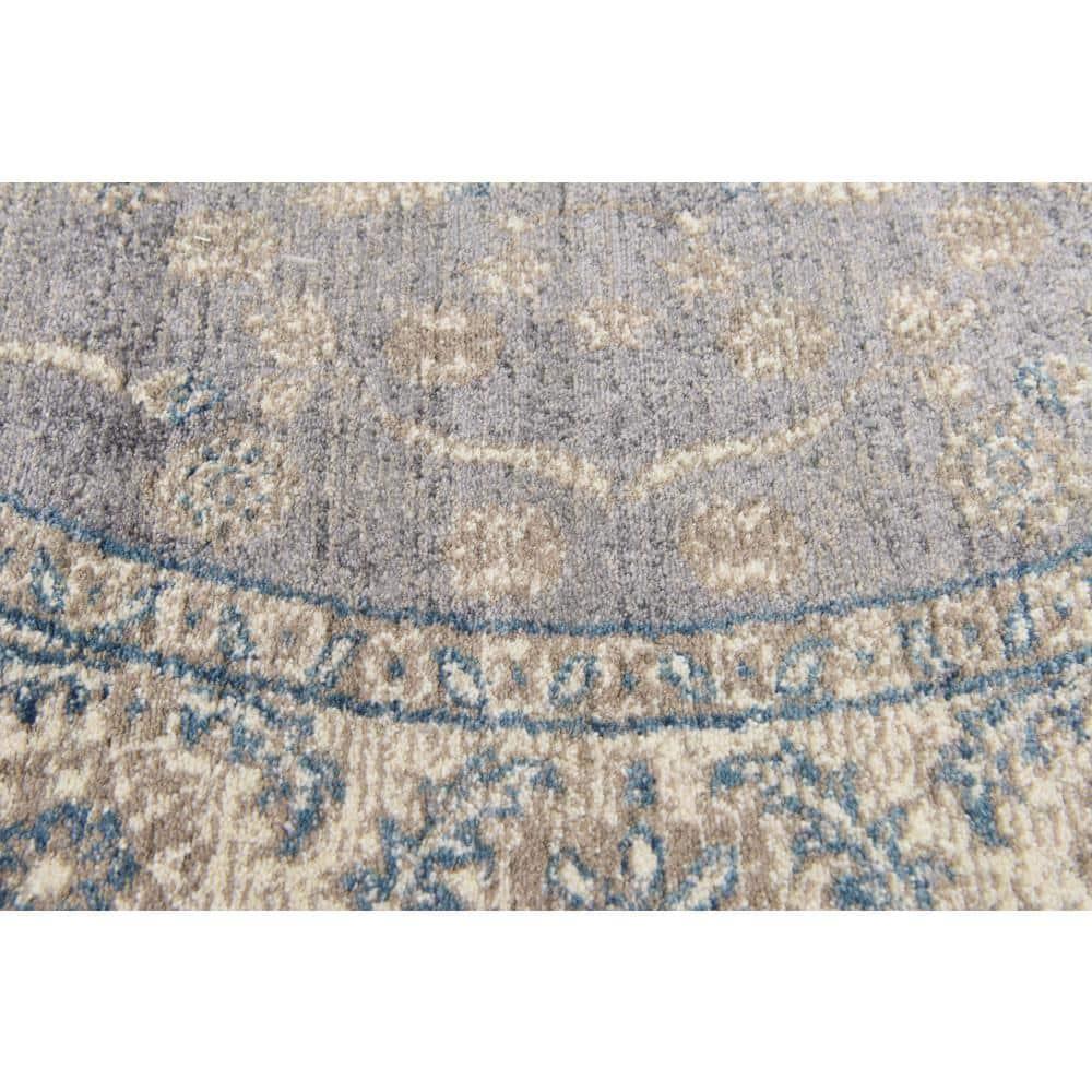 Unique Loom 5' 1 x 5' 1 Round Gray Salzburg Altstadt Area Rug