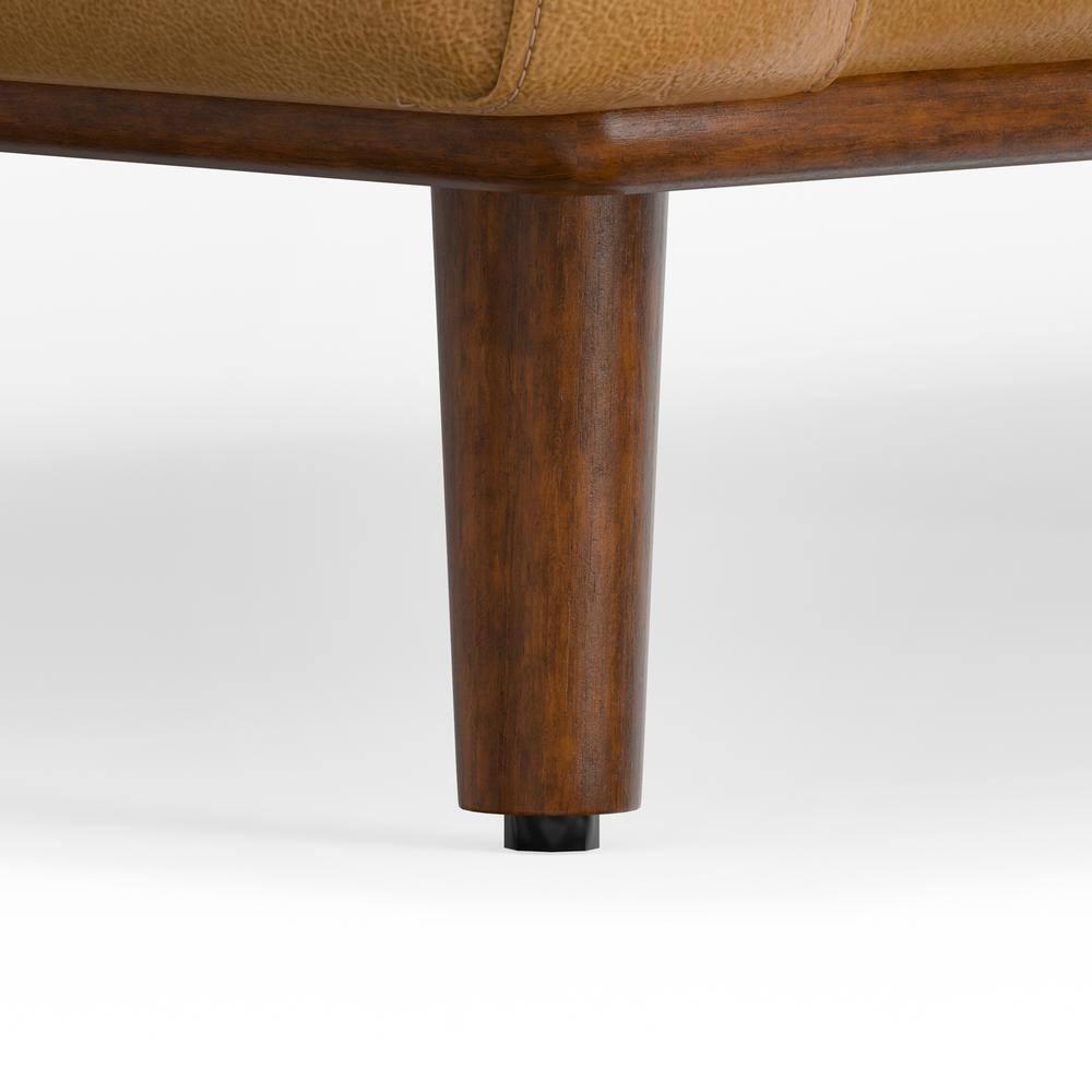 Simpli Home Morrison Genuine Leather Sofa, Mid-Century Modern Couch for Living Room, Handcrafted with Removable Cushions