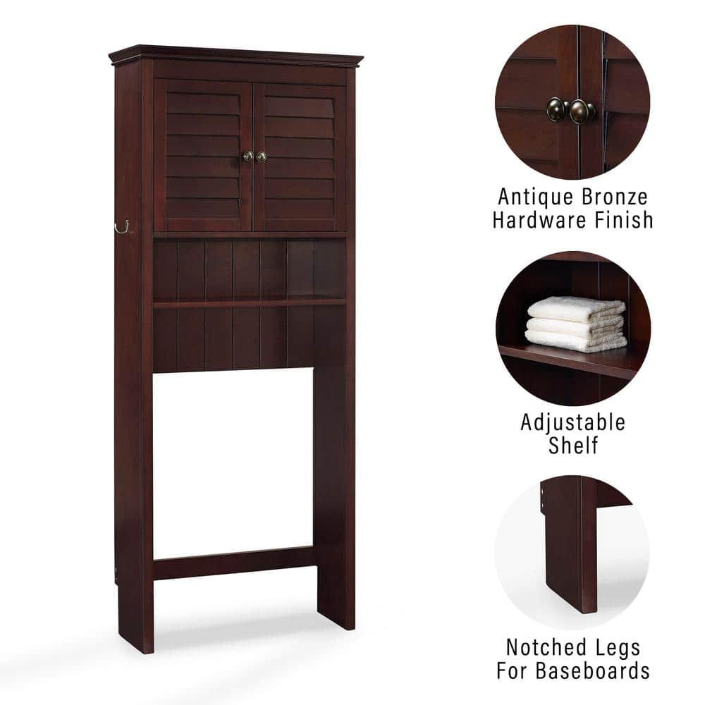 Crosley Lydia Space Saver Espresso Brown: Bathroom Organizer with 4 Shelves, Veneer Finish, Metal Hardware