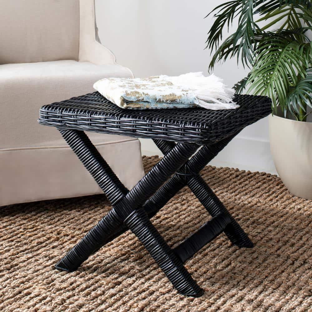Manor Ottoman - FOX6529 - Black - Safavieh Couture