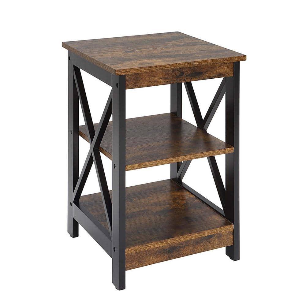 Covenience Concepts Oxford End Table with Shelves, Barnwood/Black