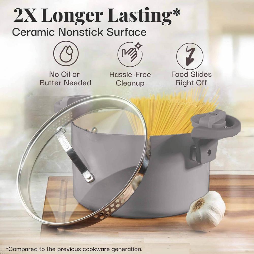 Gotham Steel Gotham Steel Stock Multipurpose Pasta Pot with Strainer Lid & Twist and Lock Handles