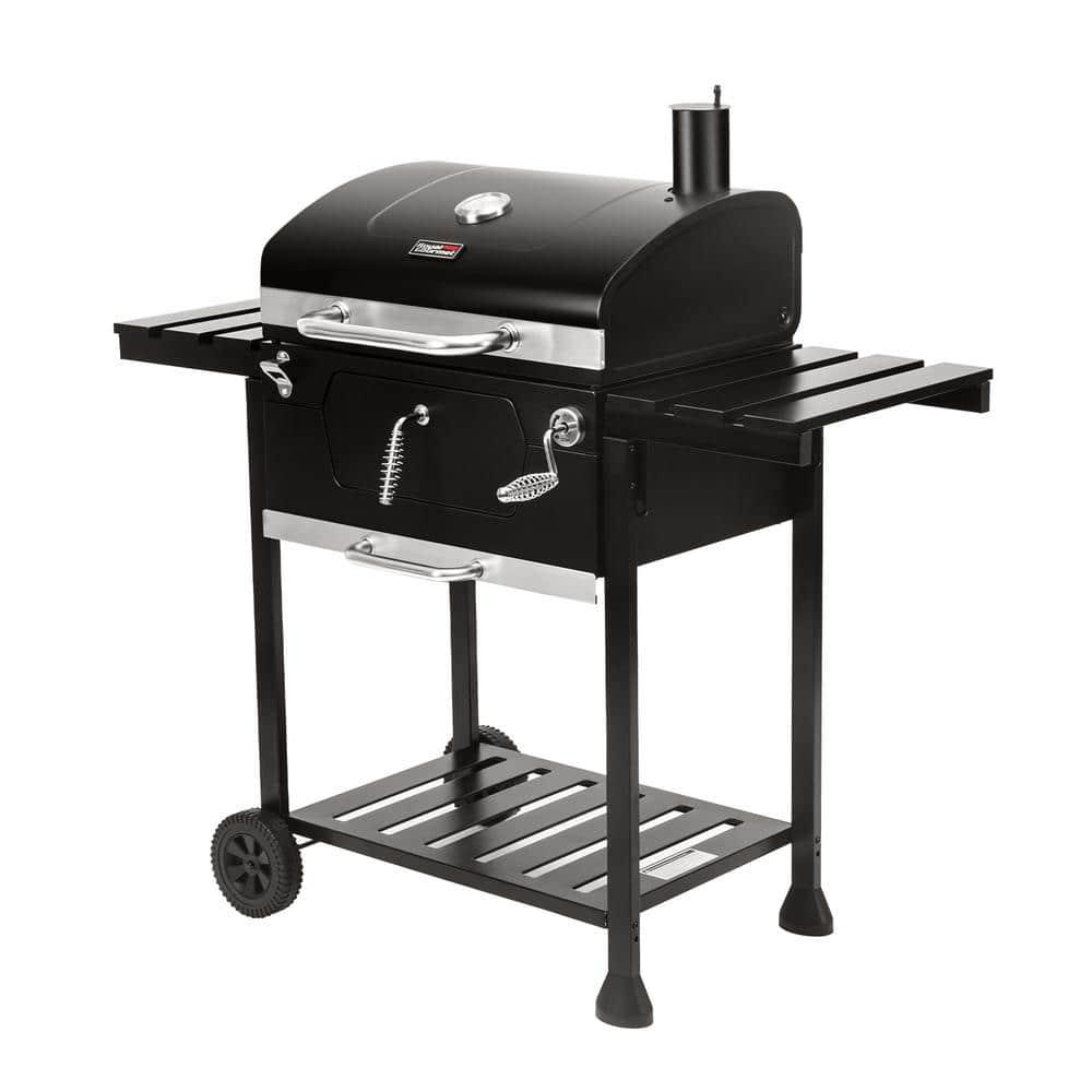 Royal Gourmet 24-Inch Black Stainless Steel Charcoal Grill with Smoker