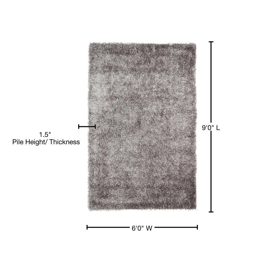 SAFAVIEH New Orleans Darius Solid Polyester Shag Area Rug, Grey, 6' x 9'