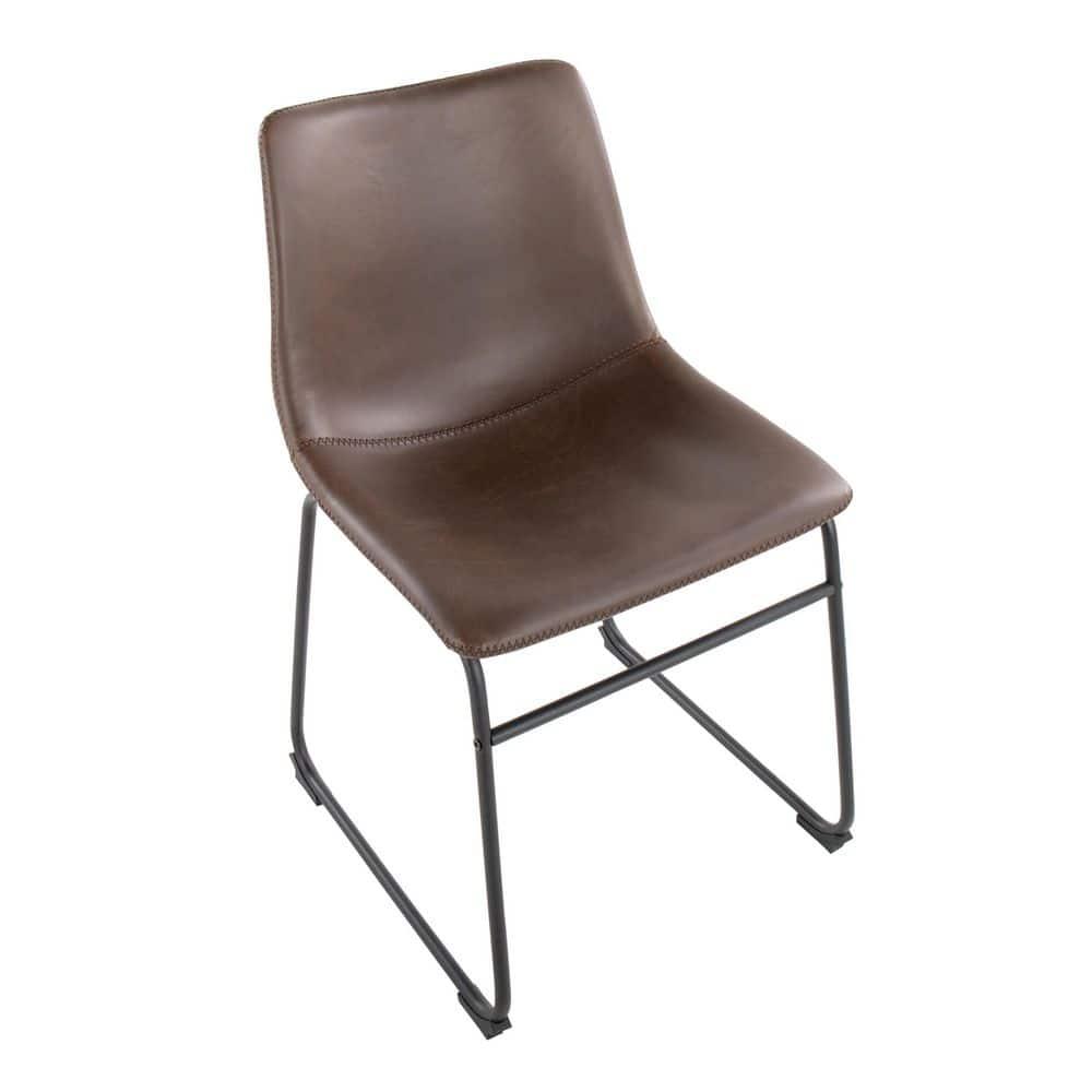 Duke Espresso Faux Leather Upholstered Side Chair with Metal Legs