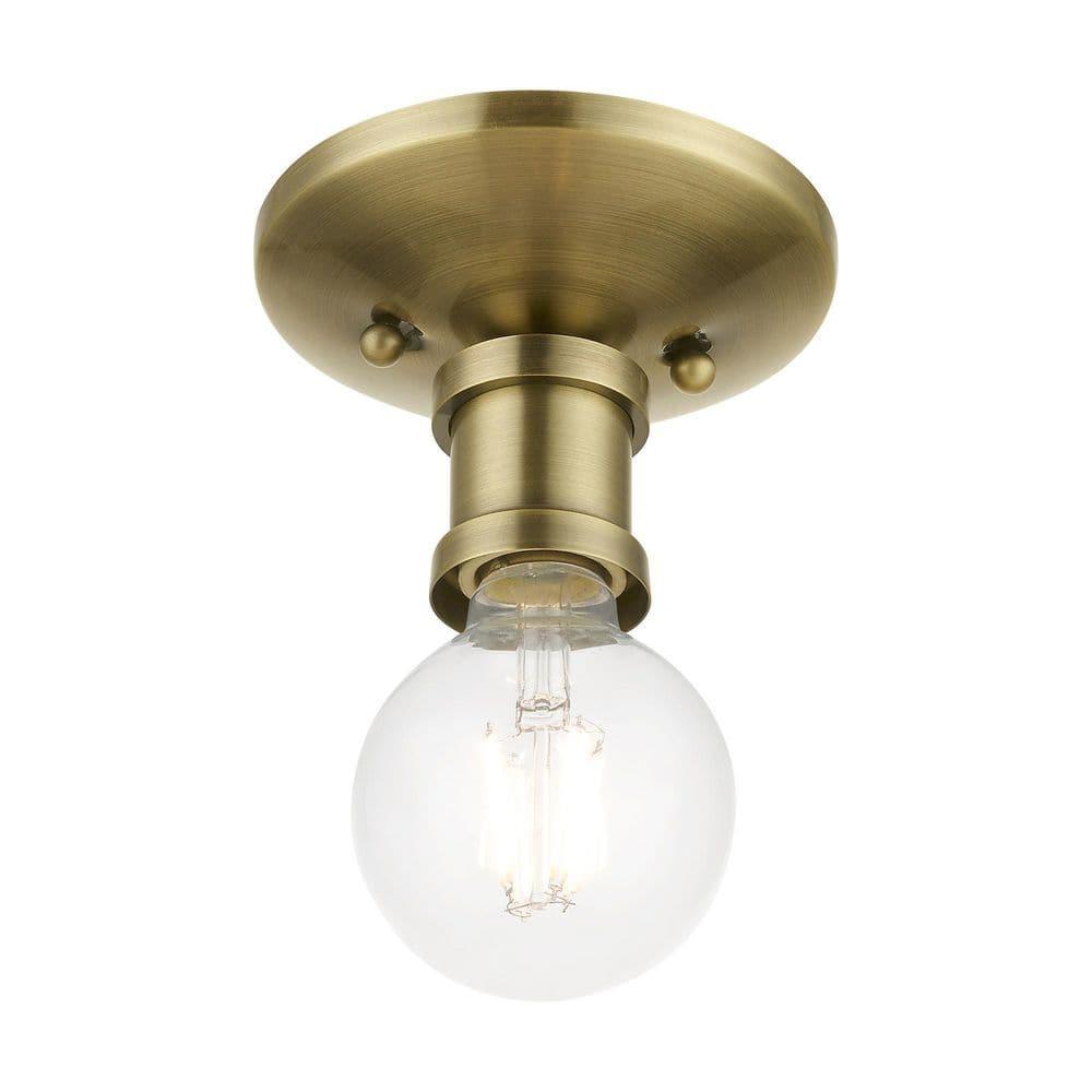 Livex Lighting Lansdale 1 - Light Flush Mount in  Antique Brass