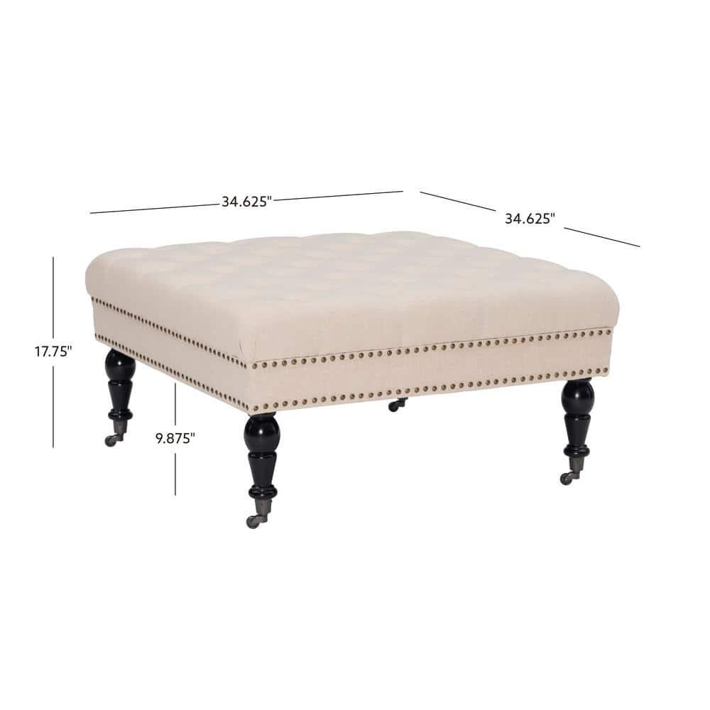 Kelly Clarkson Home Landis 35" Nailhead Trim Tufted Upholstered Ottoman