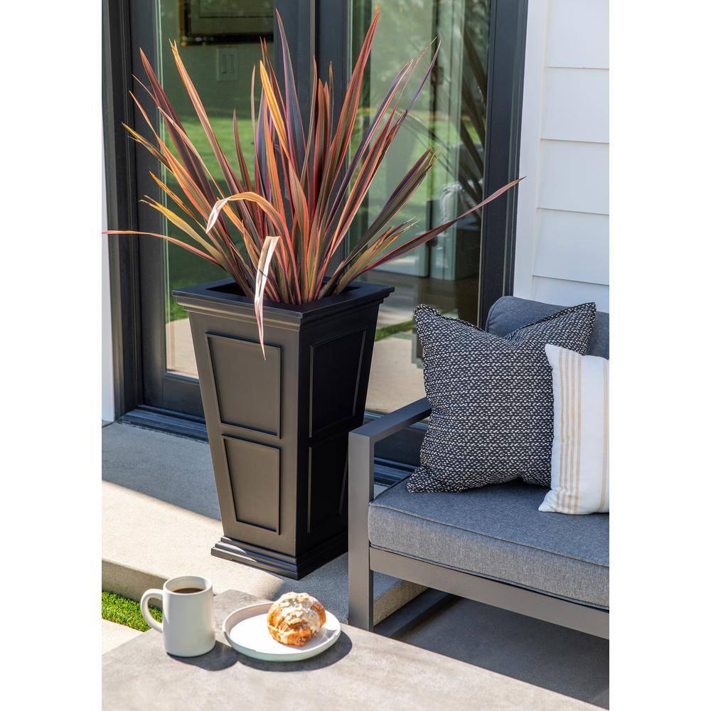 Veradek Brixton Tall 28" Plastic Planter - Black