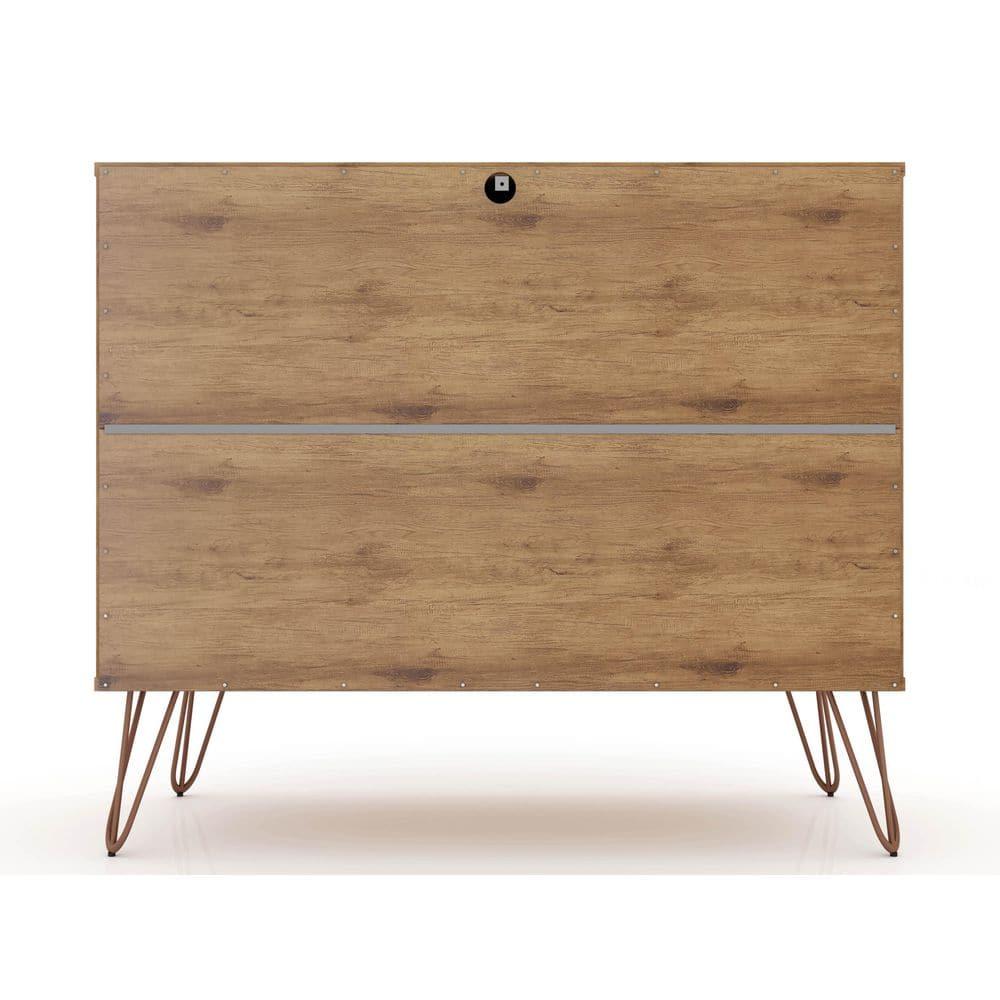 Rockefeller Dresser Natural/Brown - Manhattan Comfort: Mid-Century 3-Drawer Storage for Bedroom, MDF Composite