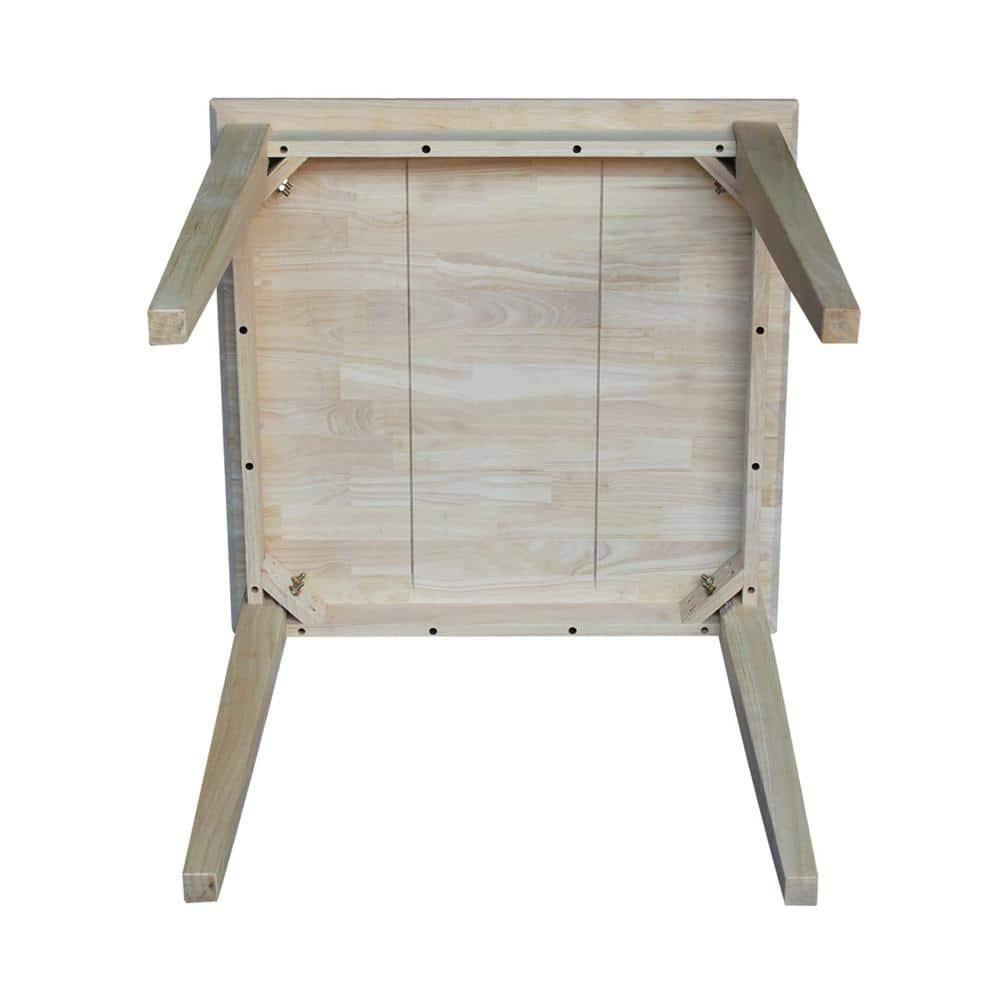 International Concepts 30" Square Solid Wood Dining Table with Shaker Legs Unfinished: Parawood, Kitchen Table