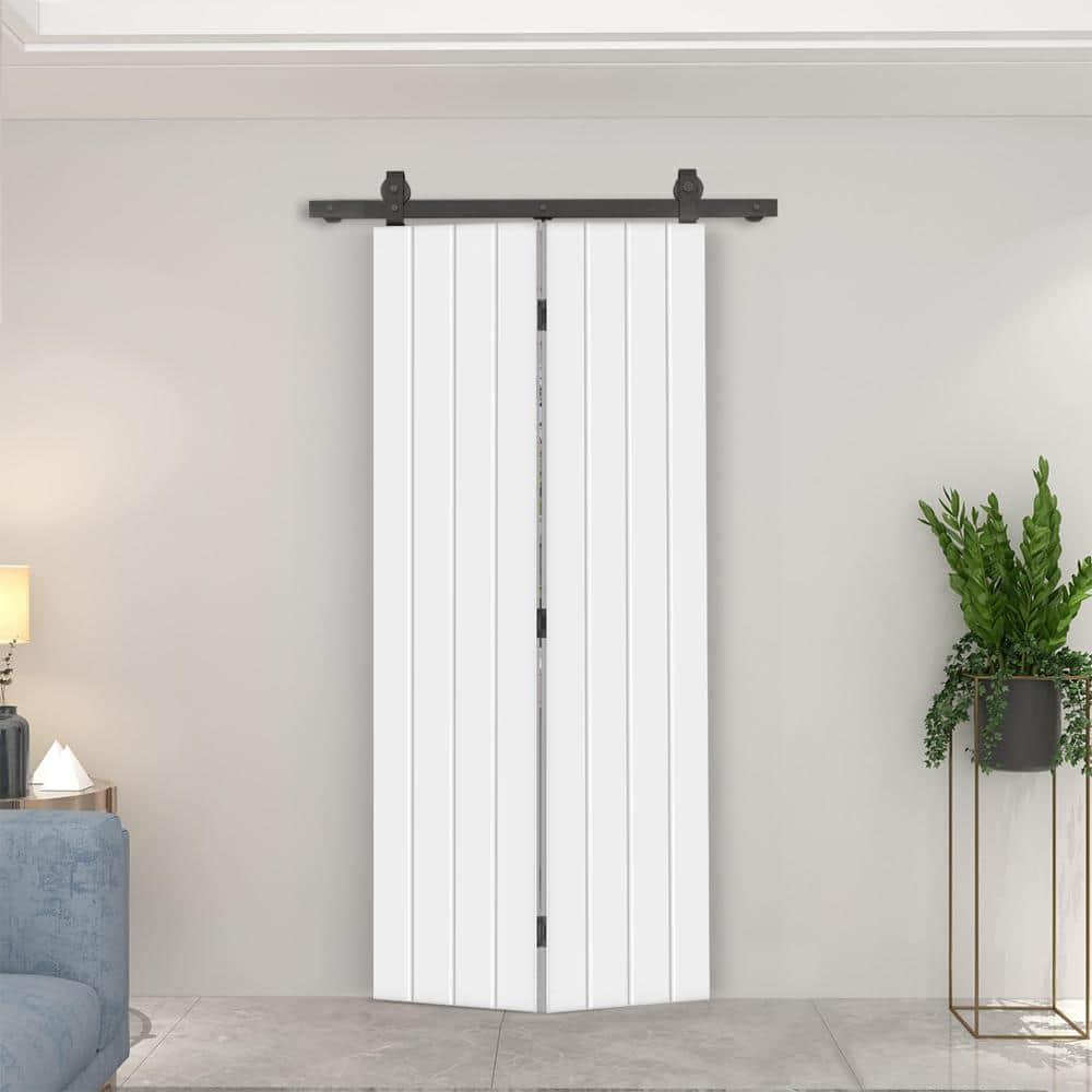 Calhome Modern Bi-Fold Barn Door with Sliding Hardware Kit