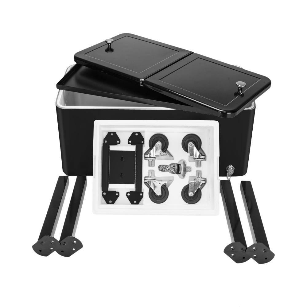 Ktaxon 80-Quart Rolling Cooler Cart Patio Cooler Outdoor Cooler  with Wheels