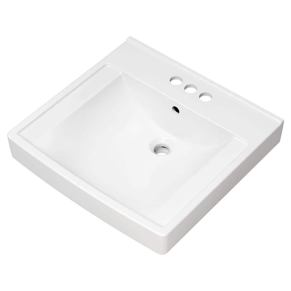 American Standard Decorum 20.25'' White Vitreous China Rectangular Bathroom Sink with Overflow