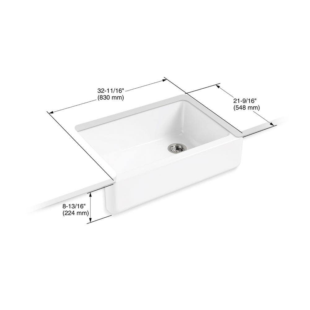 Whitehaven® 33" x 22" Self-Trimming Under-Mount Single-Bowl Kitchen Sink with Tall Apron