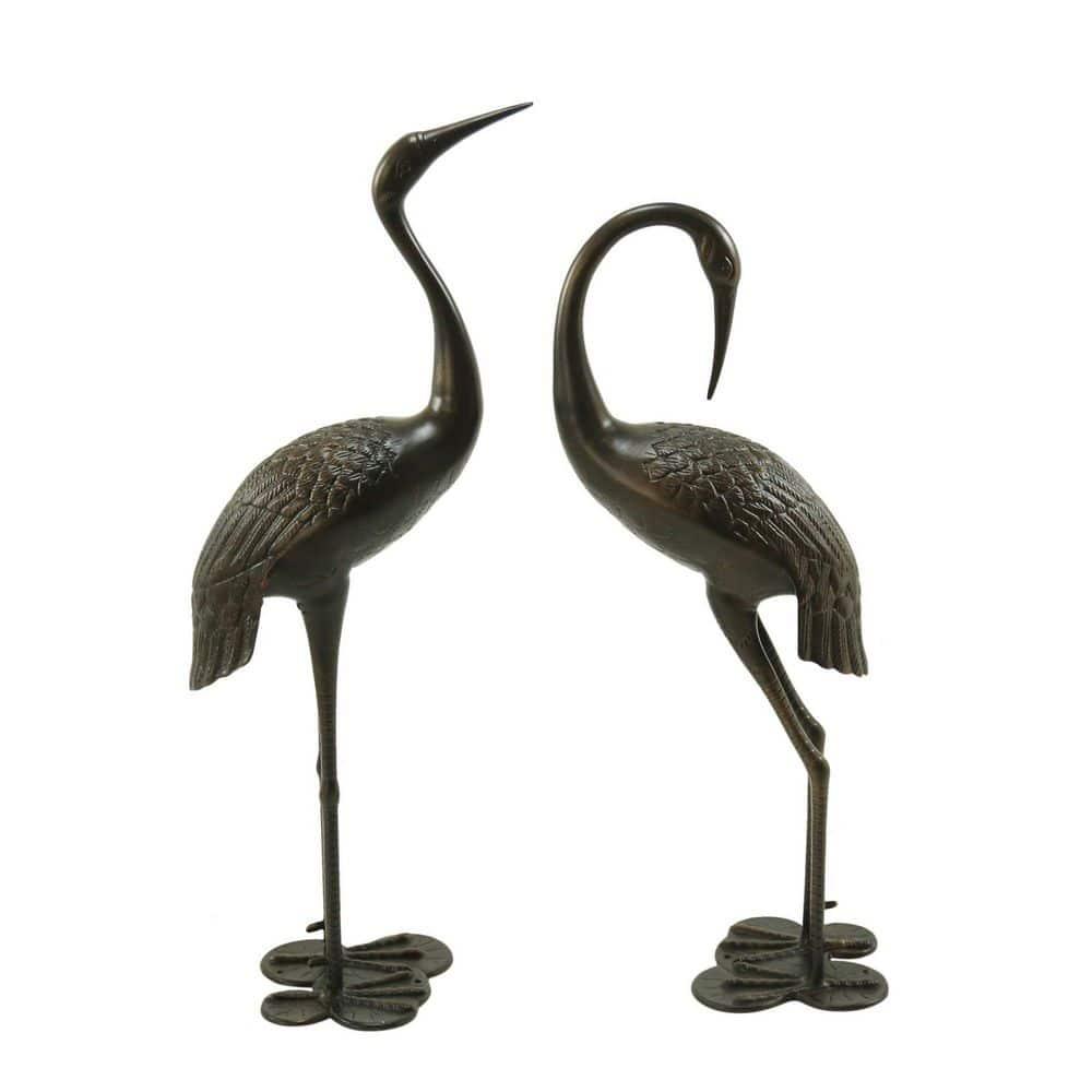 Rosecliff Heights Outdoor Aluminum Crane Garden Statue  (Set Of 2) (Set of 2)