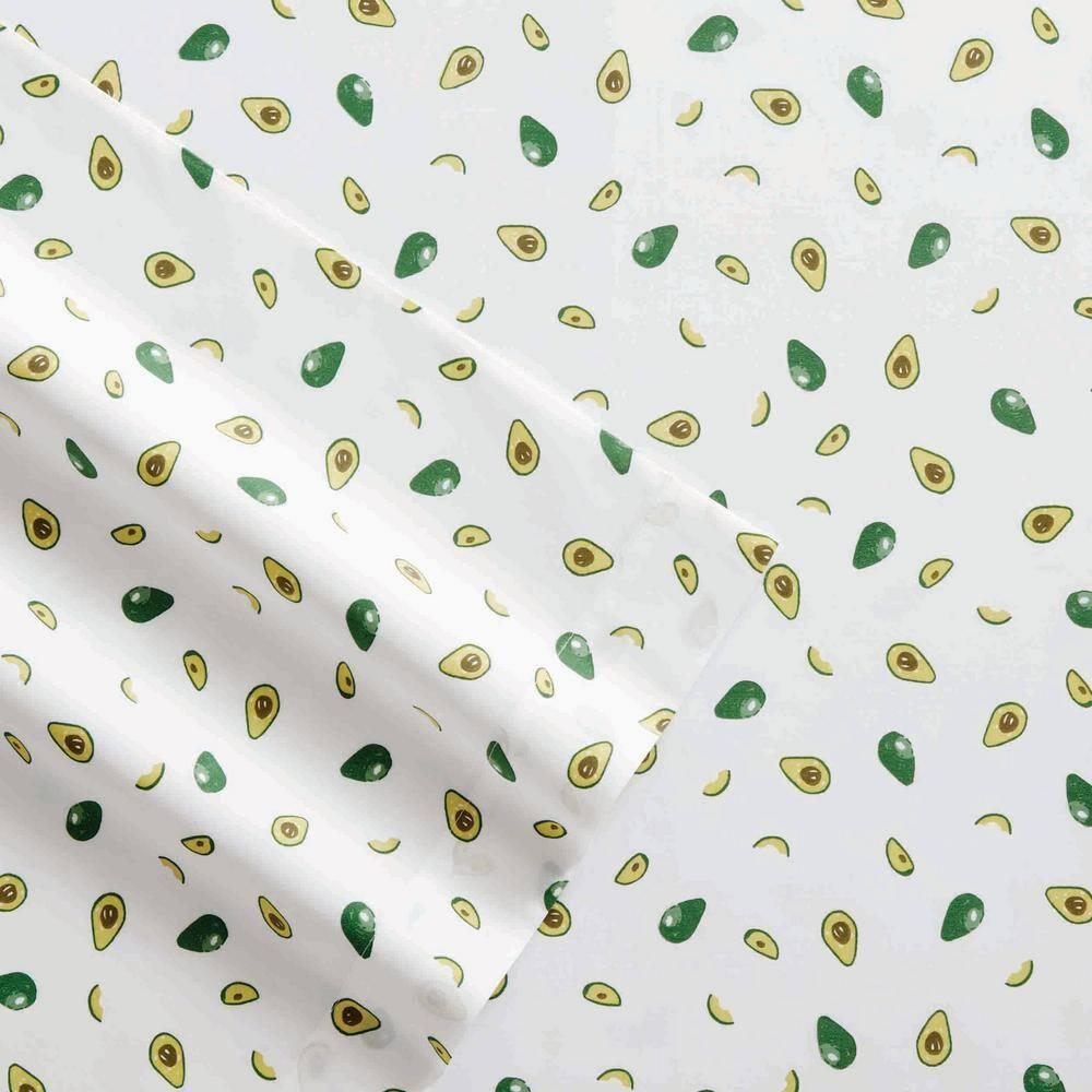 Full Printed Pattern Percale Cotton Sheet Set Avocado - Poppy & Fritz