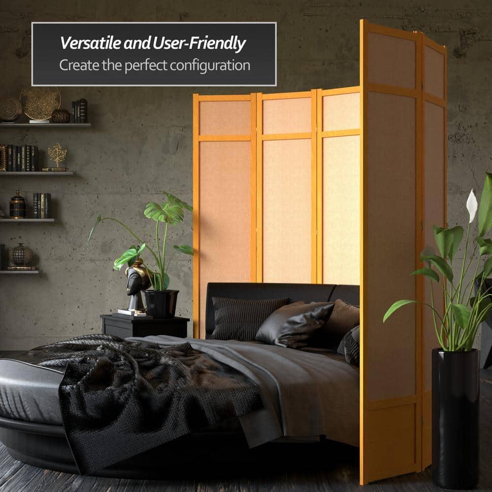 Oriental Furniture 7 Ft Tall Jute Shoji Screen, honey, 4 panel
