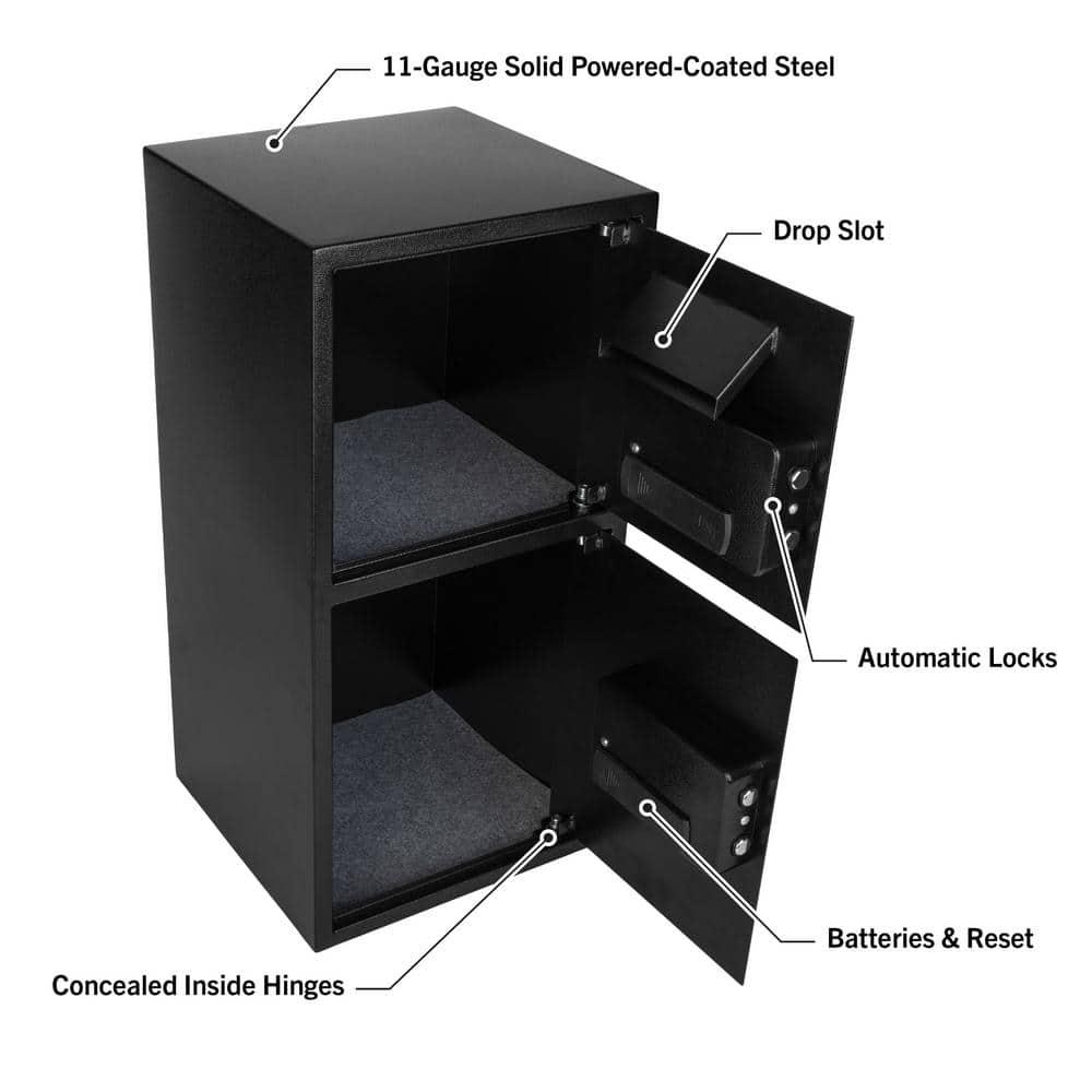 Black Steel Dual Compartment Electronic Safe Deposit Box