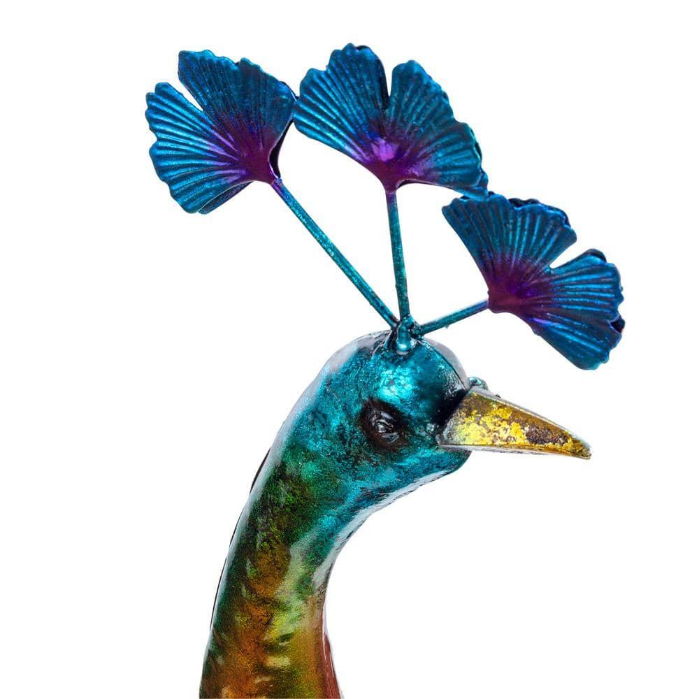 Graceful Metal Peacock Garden Statue - Alpine Corporation