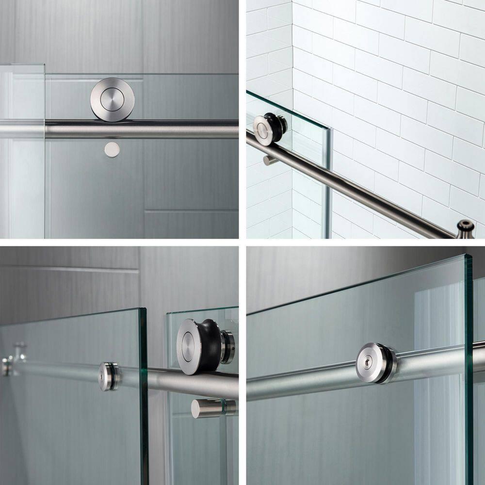 WoodBridge 44-48" W x 80" H Double Sliding Semi- Frameless Shower Door with 5/16"(8mm) Clear Tempered Glass SURFK-4880--CH