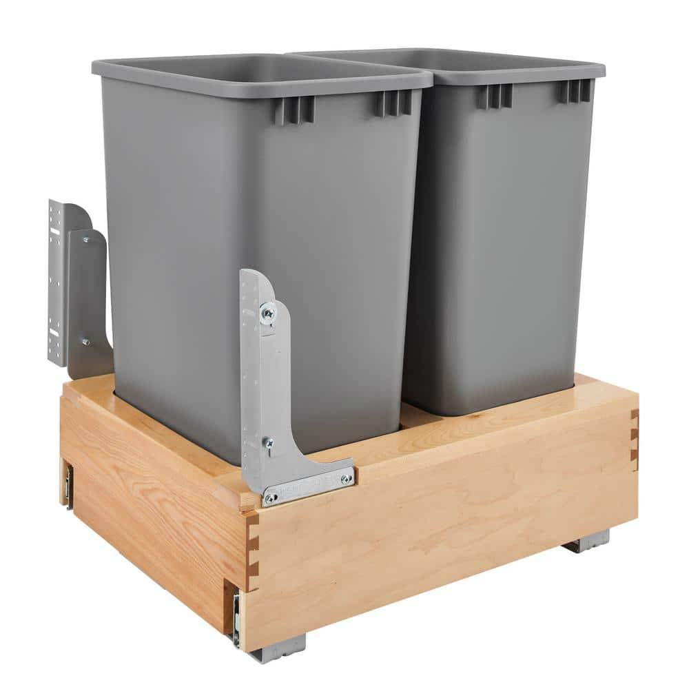 Rev-A-Shelf Rev-A-Shelf Double Pull Out Bottom Mount Trash Can, Gray