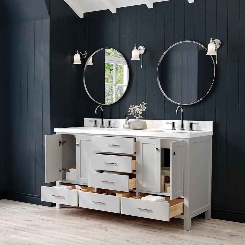 Ariel A067dwqrvo Cambridge 67" Free Standing Double Rectangular Basin Vanity Set - Grey