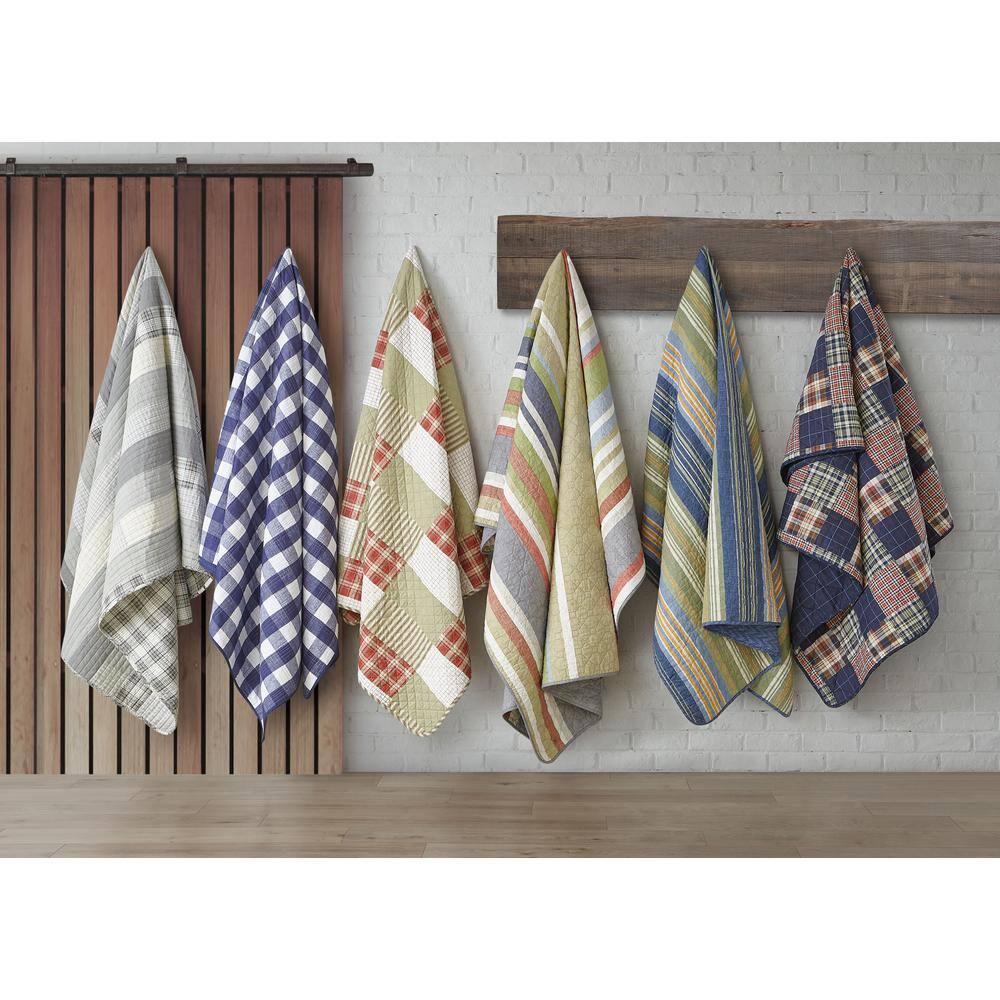 Eddie Bauer Blue Creek Plaid Cotton Reversible Quilt Set