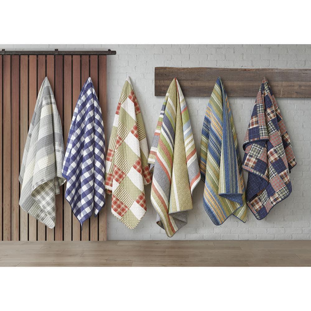 Eddie Bauer Blue Creek Plaid Cotton Reversible Quilt Set