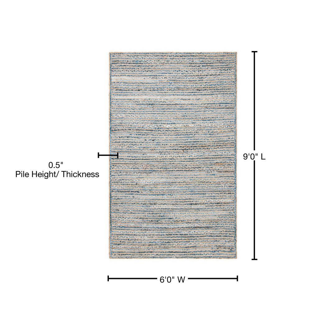 Cape Cod CAP250 Hand Woven Area Rug - Natural/Blue - 6'x9' - Safavieh.