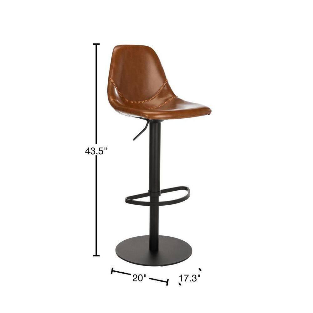 SAFAVIEH Sky Light Brown/Black High Back Tufted Bar Stool (17.25 in. W x 20 in. D x 33.5/43.5 in. H)