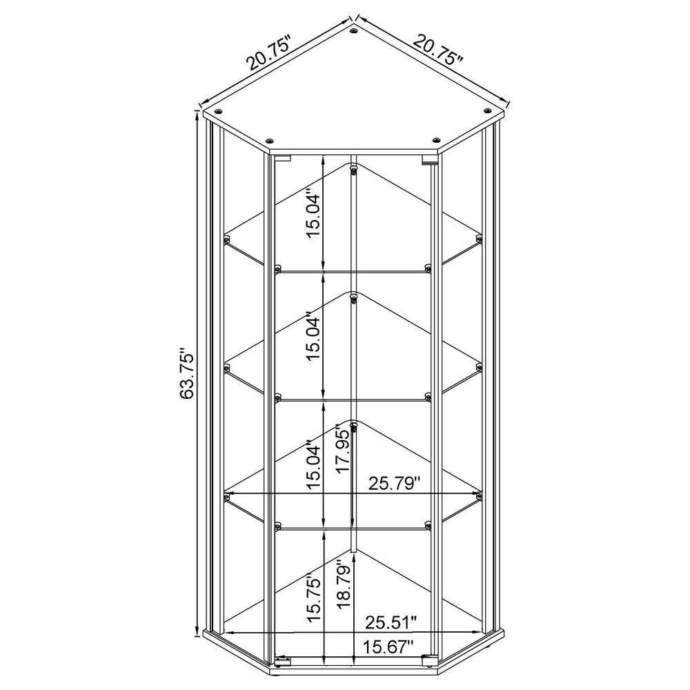Coaster Zenobia Modern Glass Shelf Curio Cabinet Clear and Black