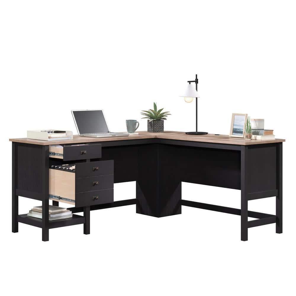 Sauder Cottage Road L-Shape Desk, Raven Oak Finish