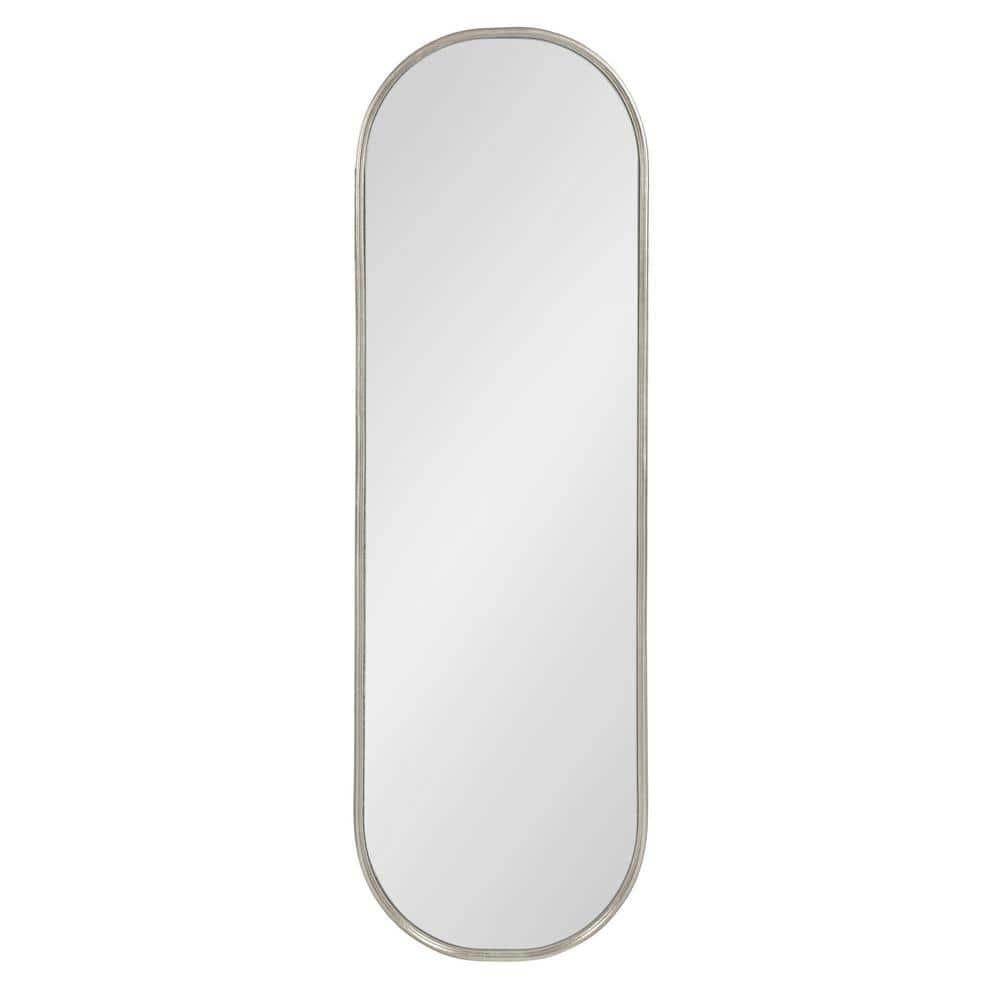 Kate and Laurel Caskill Modern Capsule Panel Mirror, 16 x 48, Silver, Decorative Oval Full Length Accent Mirror for Wall