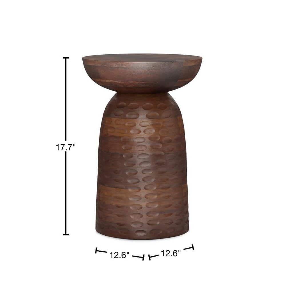 Simpli Home Boyd Solid Mango Wood Pedestal Accent End Table
