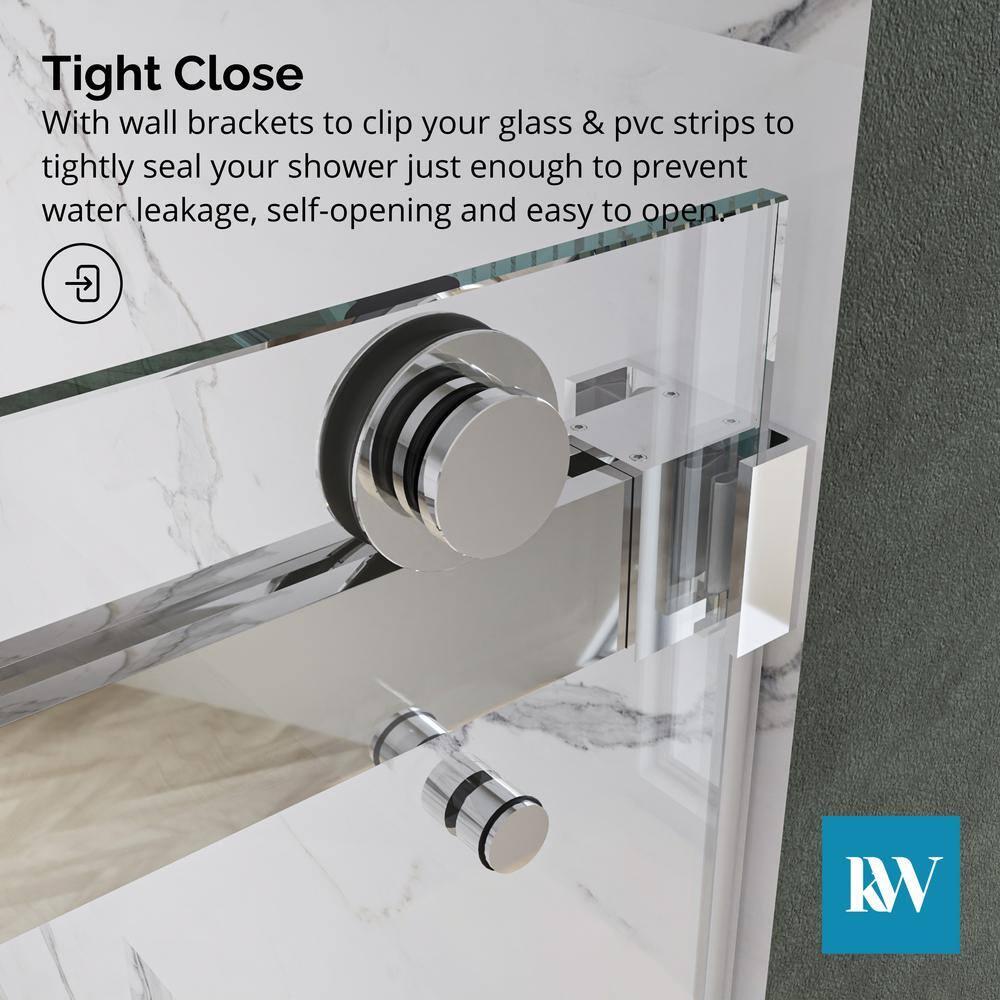 KOBIWORKS Kw03 60 In. W X 76 In. H Single Sliding Frameless Shower Door With 3/8 In. Clear Glass KW036076CH