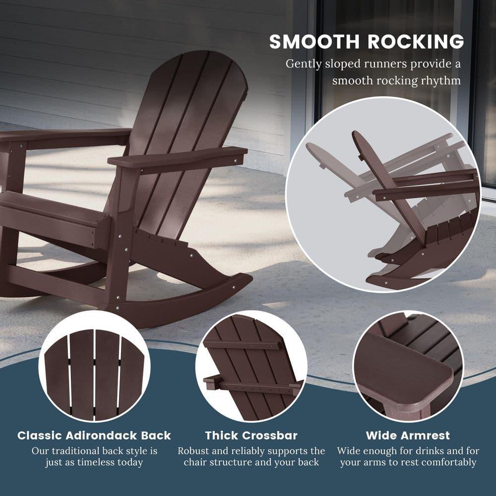 Polytrends  Laguna Hdpe All Weather Outdoor Patio Rocking Chair Dark Brown