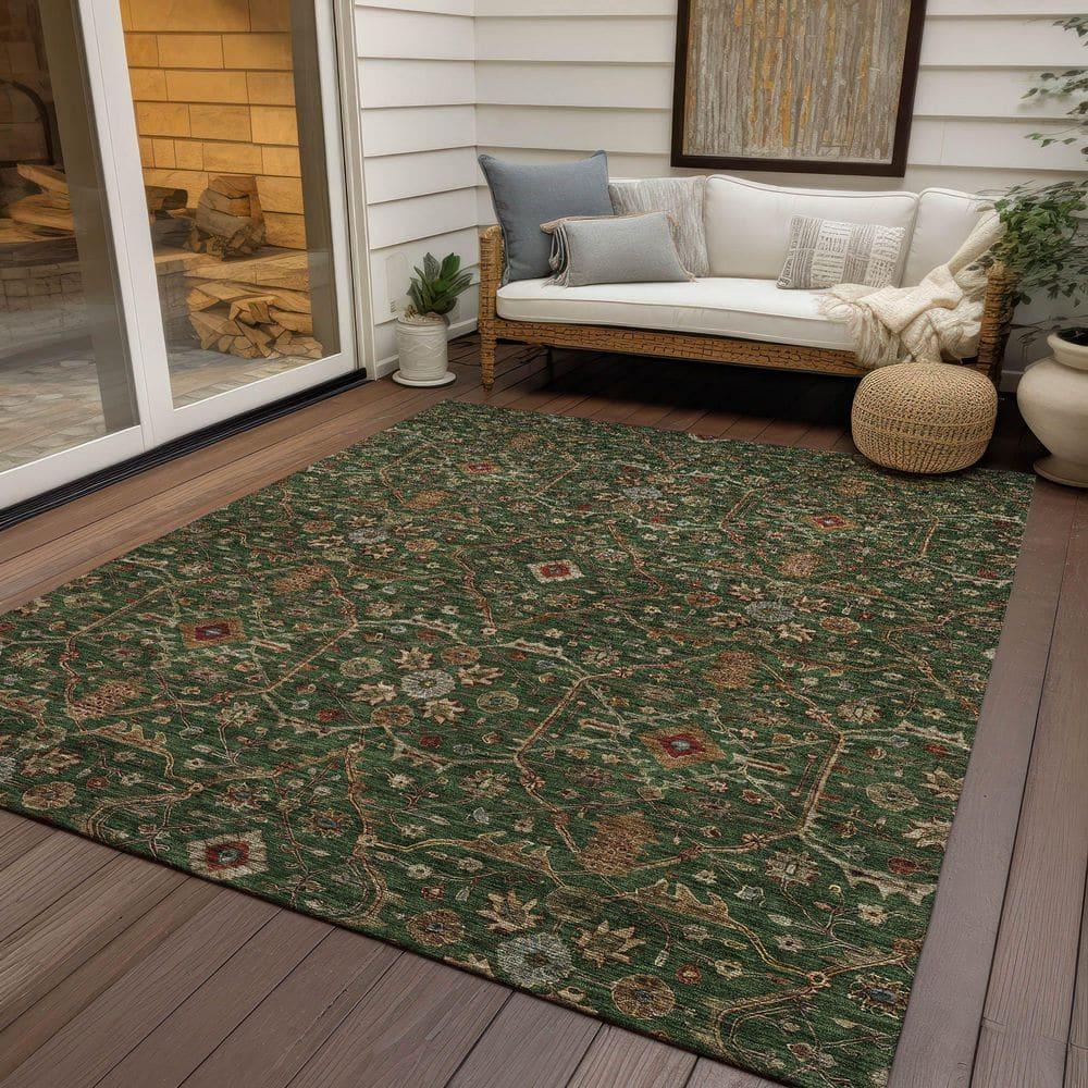 Machine Washable Indoor/Outdoor Chantille ACN1130 Emerald Rug