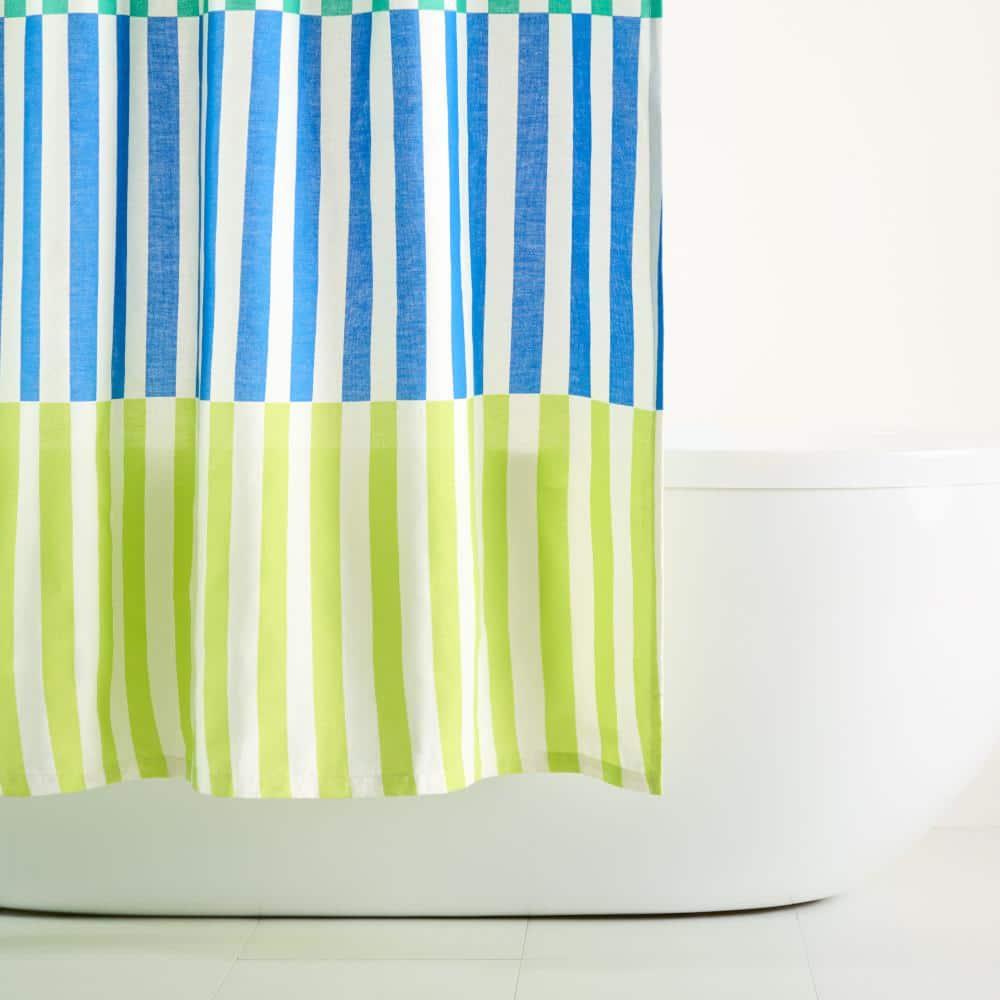 Town & Country Living Town & Country Play Adeline Offset Stripe Fabric Shower Curtain 70"X72"