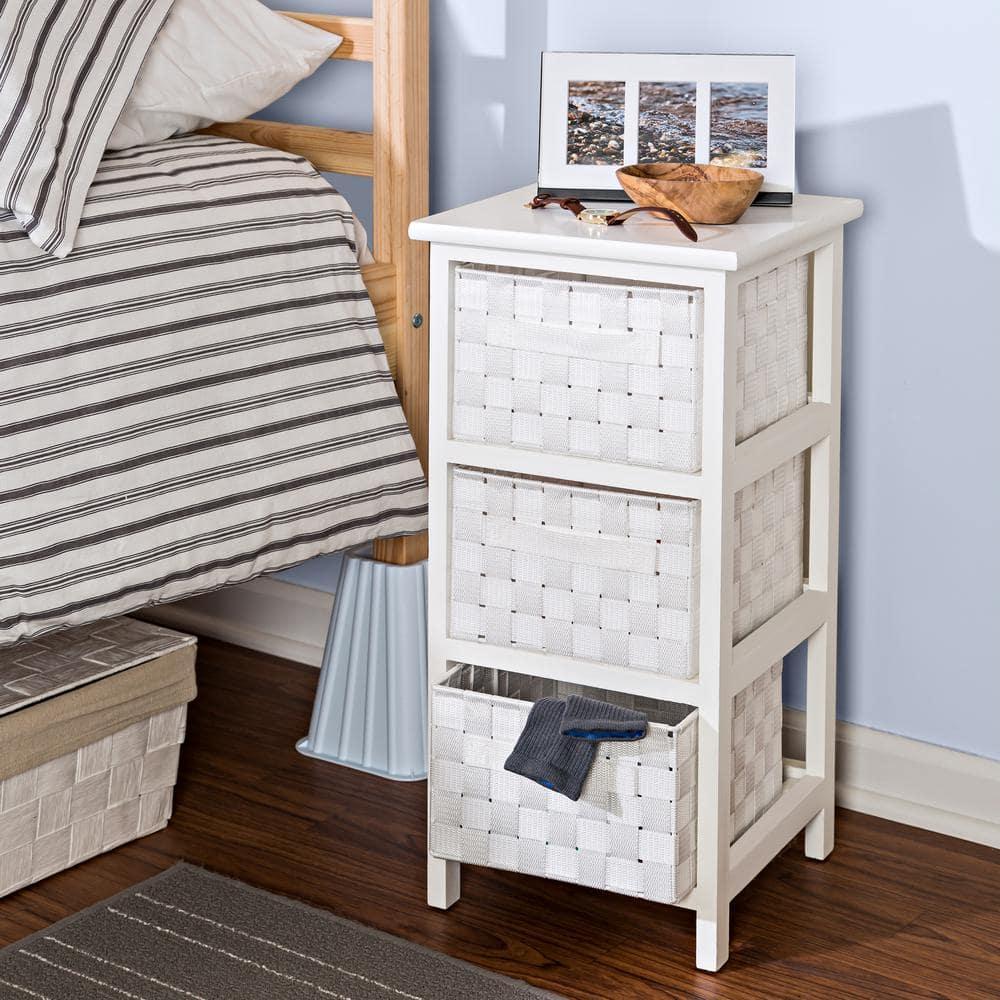 Honey-Can-Do 3 Drawer Chest White: Decorative Storage Drawers, Wood Surface, 24" Height, 12" Depth, 3 Shelves