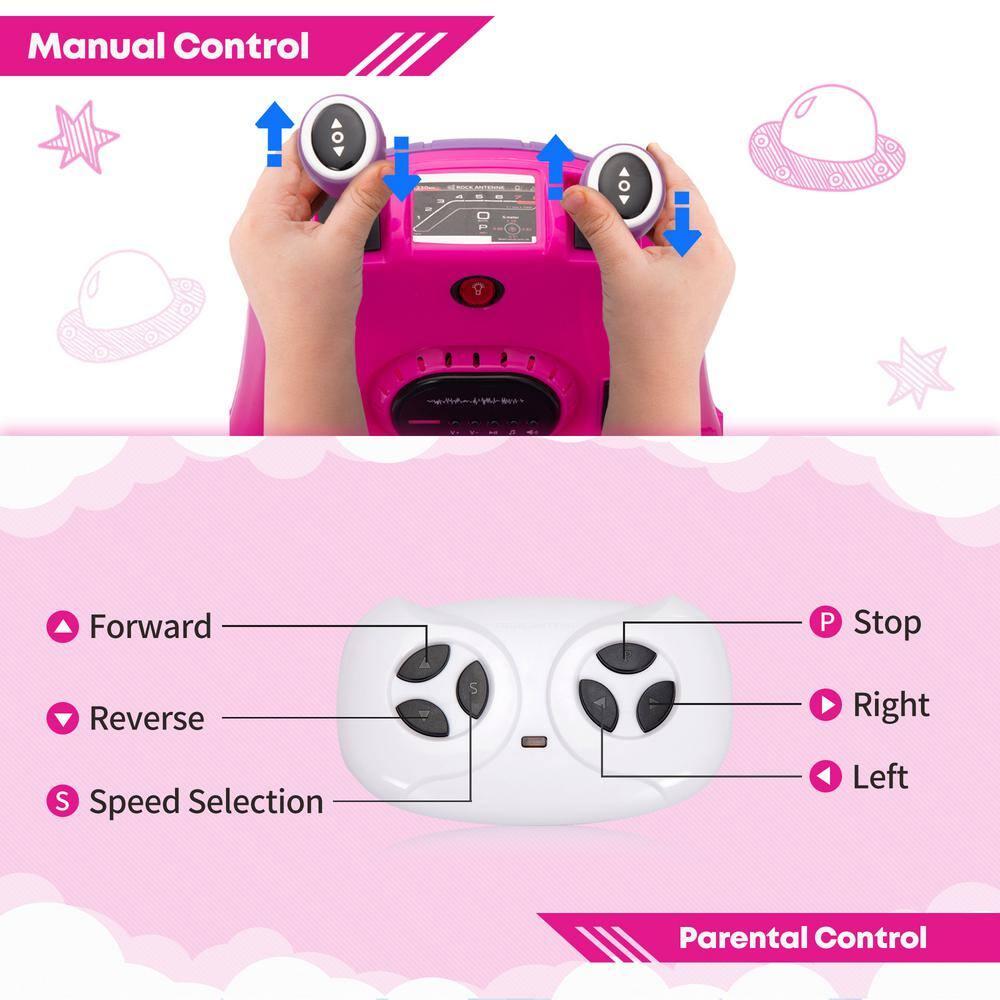 iRerts Ride on Toys for Toddlers, 12V Bumper Car for Kids Ages 2-5 Gifts, Ride on Cars with Remote Control, Bluetooth, MP3 Music, Light Belt, Rose Red