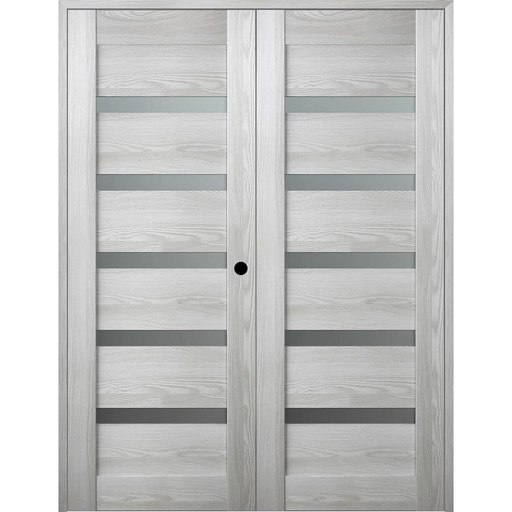 Belldinni Avon 07-04 Vetro Manufactured Wood and Frosted Glass Composite Double Prehung French Door