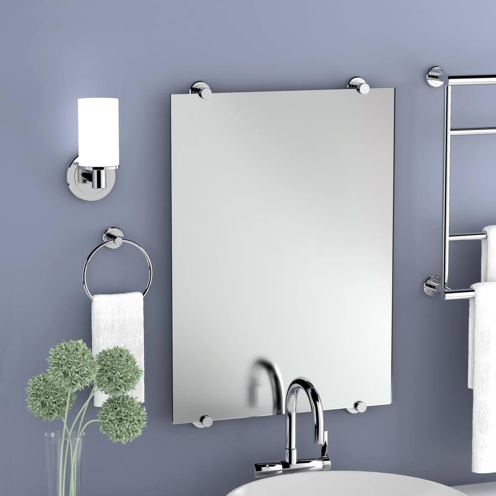 Latitude Wall Mount Frameless Rectangle Bathroom Vanity Mirror | Mount Landscape or Portrait