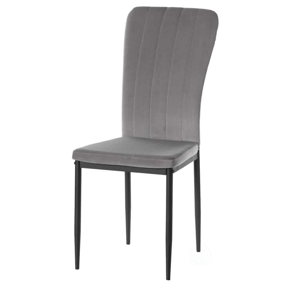 Fabulaxe Gray Modern And Contemporary Tufted Velvet Upholstered Accent Dining Chair