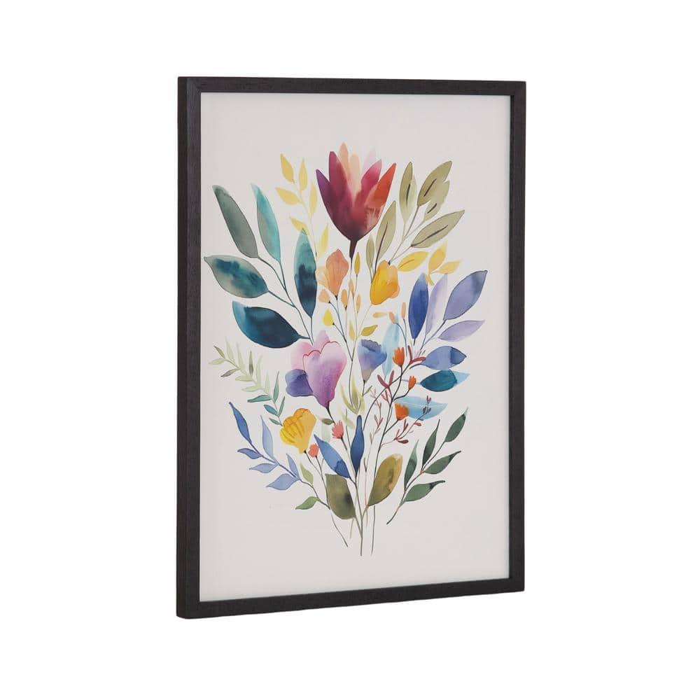 Kate & Laurel All Things Decor 12"x16" Gallery Jewel Tone Botanical Watercolor Bouquet Print by The Creative Bunch Studio Black